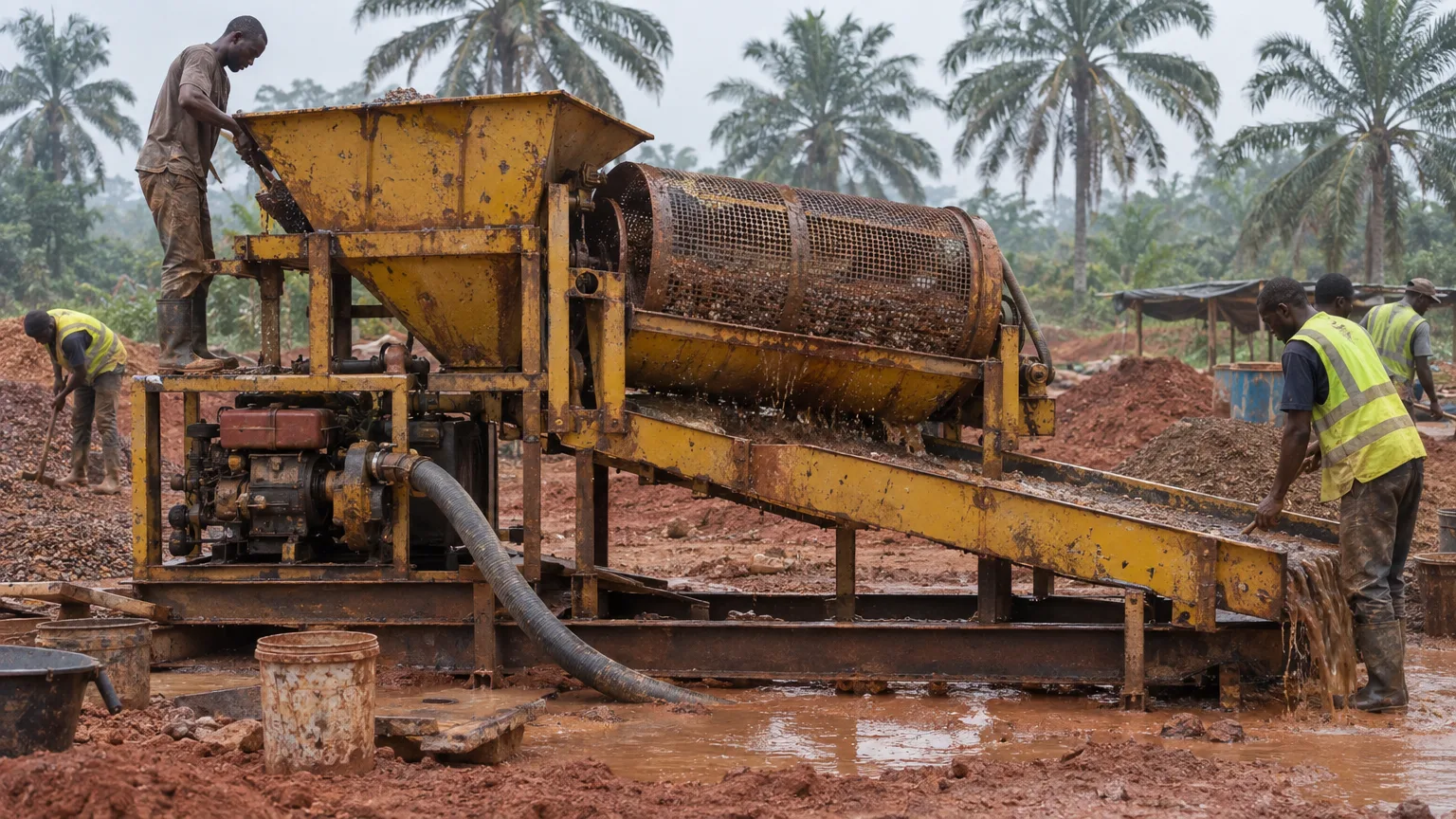 Gold wash plant, side view